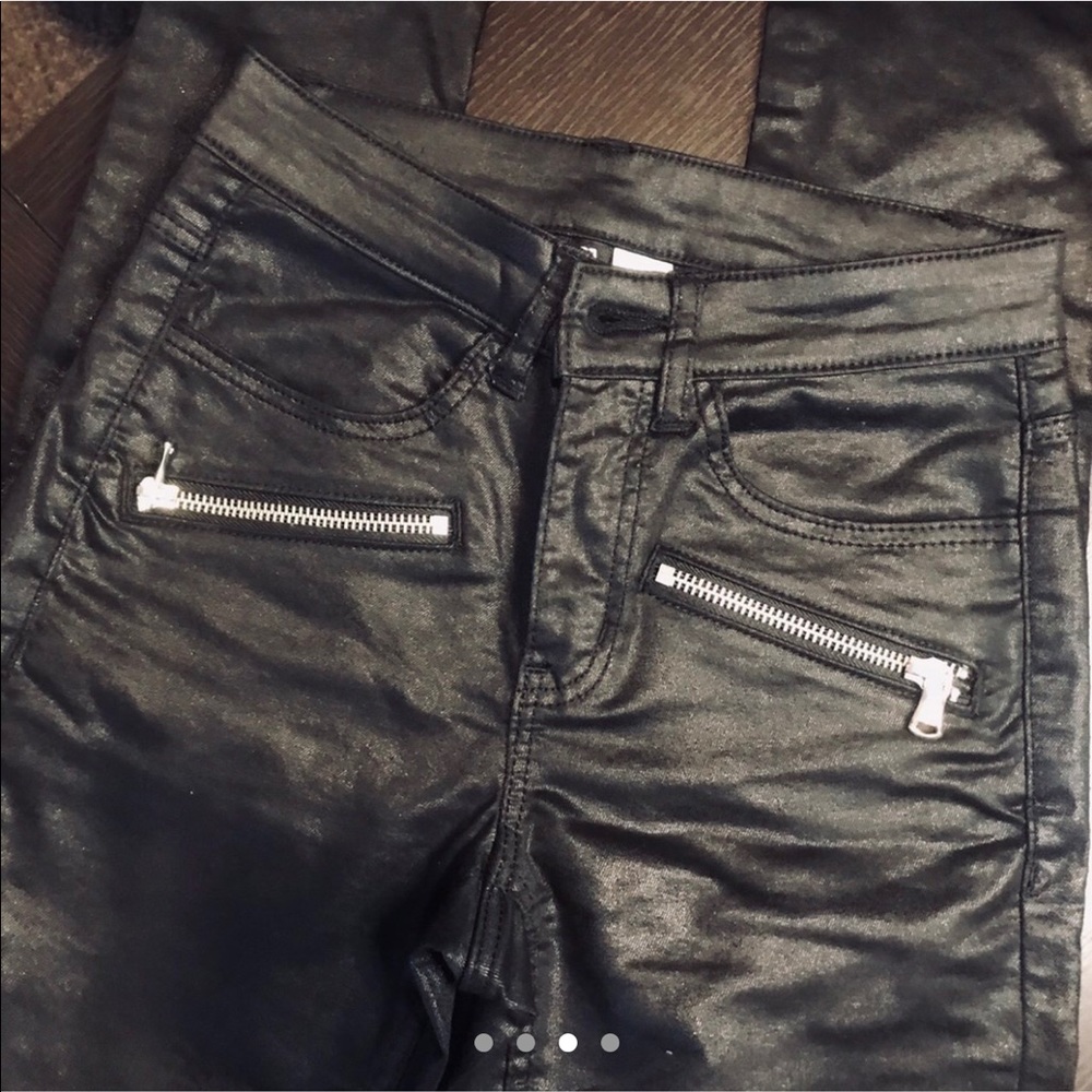 Metallic Black Skinny Hard Denim